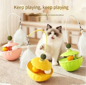 Cat toys - Inflatable cat doll for self-amusement and stress relief. Feather cat toy stick is detachable. Mint ball for pets. Durable and safe, worry-free.