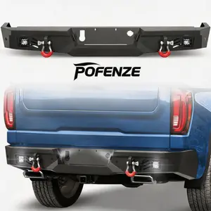 POFENZE-Mestan Rear Bumper for 2019-2025 Chevy Silverado & GMC Sierra 1500,w/Step Plate,FogLights, License Plate Lights and D-rings Kit