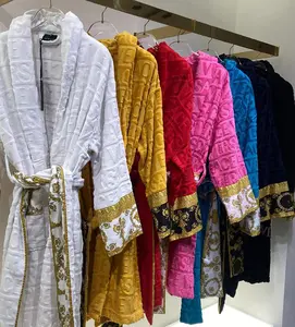 Bathrobe Men Women Sleepwear Long Robe Cotton Luxury Hotel Style Pajamas Homewear Comfortable Plush Loungewear