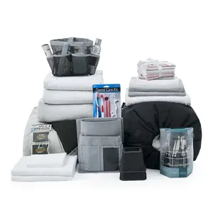 The 44-Piece College Dorm Essentials Set - Totally Complete - Black/Gray Color Twin XL Bedding