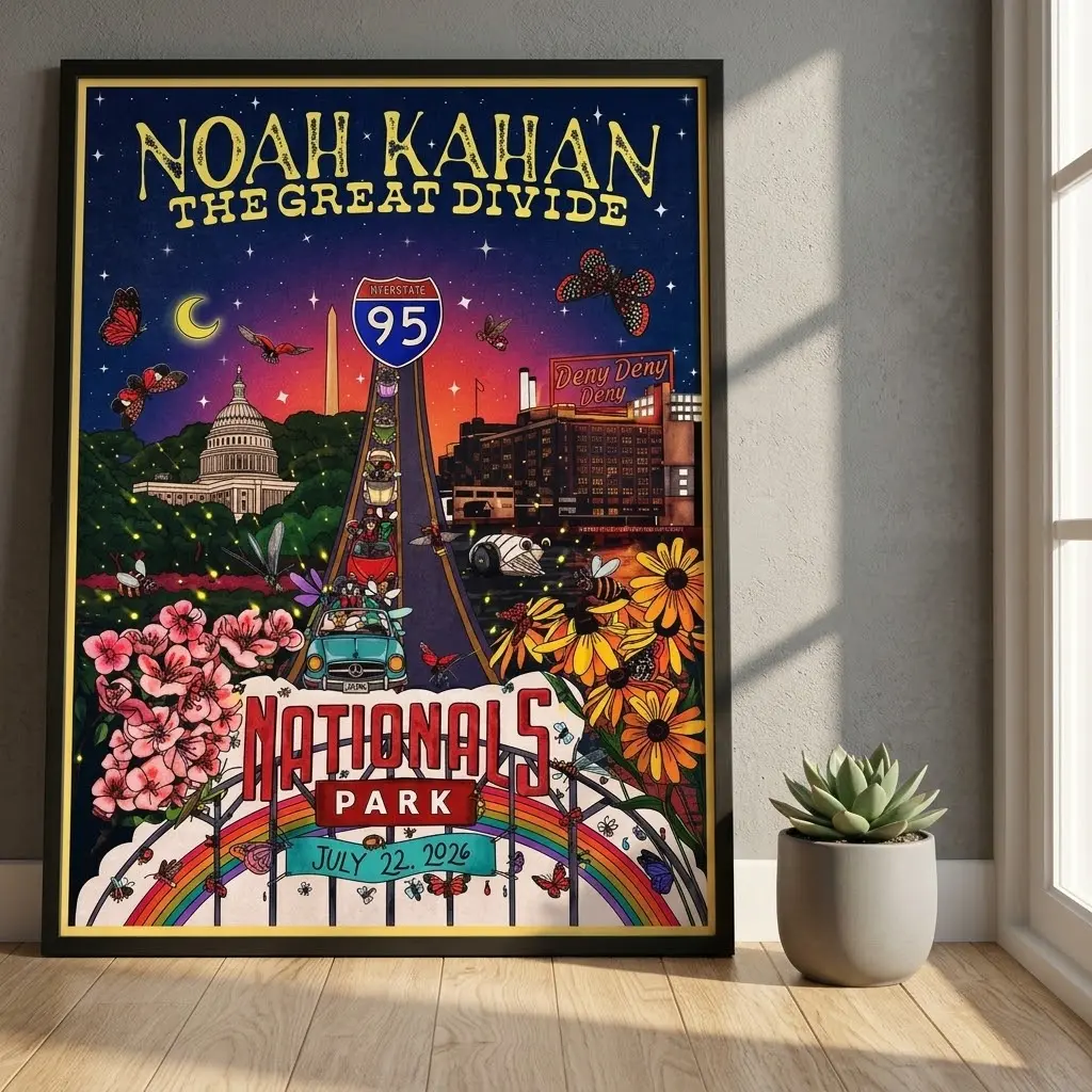 Noah Kahan The Great Divide Poster, Concert Tour Wall Art, Music Festival Style Print, Singer Room Decor, No Frame