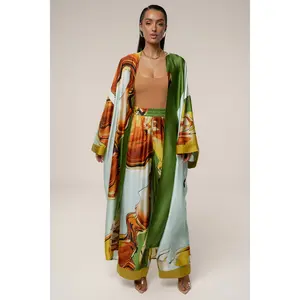 Green Tropical Print Nola Maxi Duster