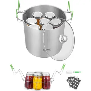 VEVOR Canning Supplies Starter Kit, 9 Pieces Stainless Steel Water Bath Canning Kit for Beginners, Canning Tools Set: Rack, Ladle, Measuring Spoon, Funnel, Tongs, Jar Lifter, Jar WrenchVEVOR Super Brand Day