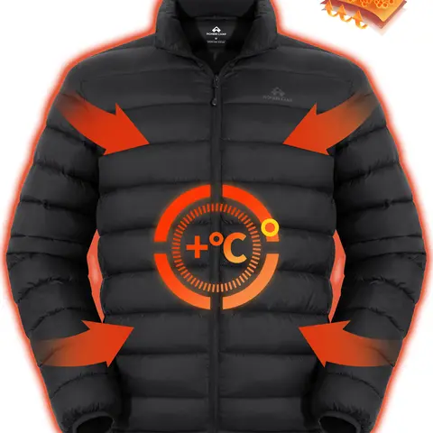 Pioneer Camp Men's Lightweight Packable Nylon Puffer Jacket - Winter Insulated, Water-Repellent, Warm Quilted, Soft, Breathable, Elastic Cuffs, Long Sleeve, Zippered Outdoor Travel-Friendly Menswear (Black, Alternative Fabric)