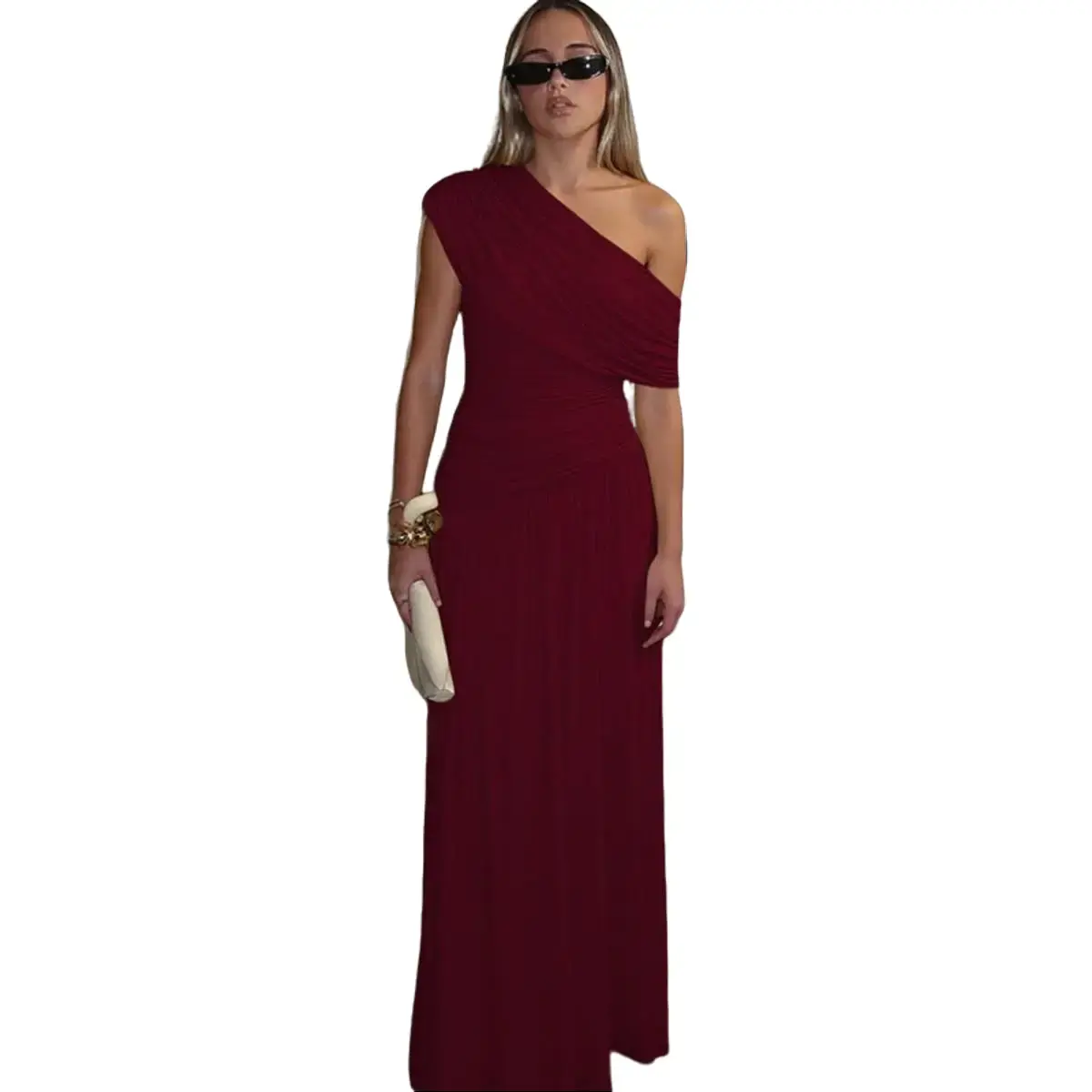 【Women‘s One Shoulder Bodycon Dress】Elegant Solid Color for Party Club Dating Evening Wear Gym Outfits TikTok Shop Must Have