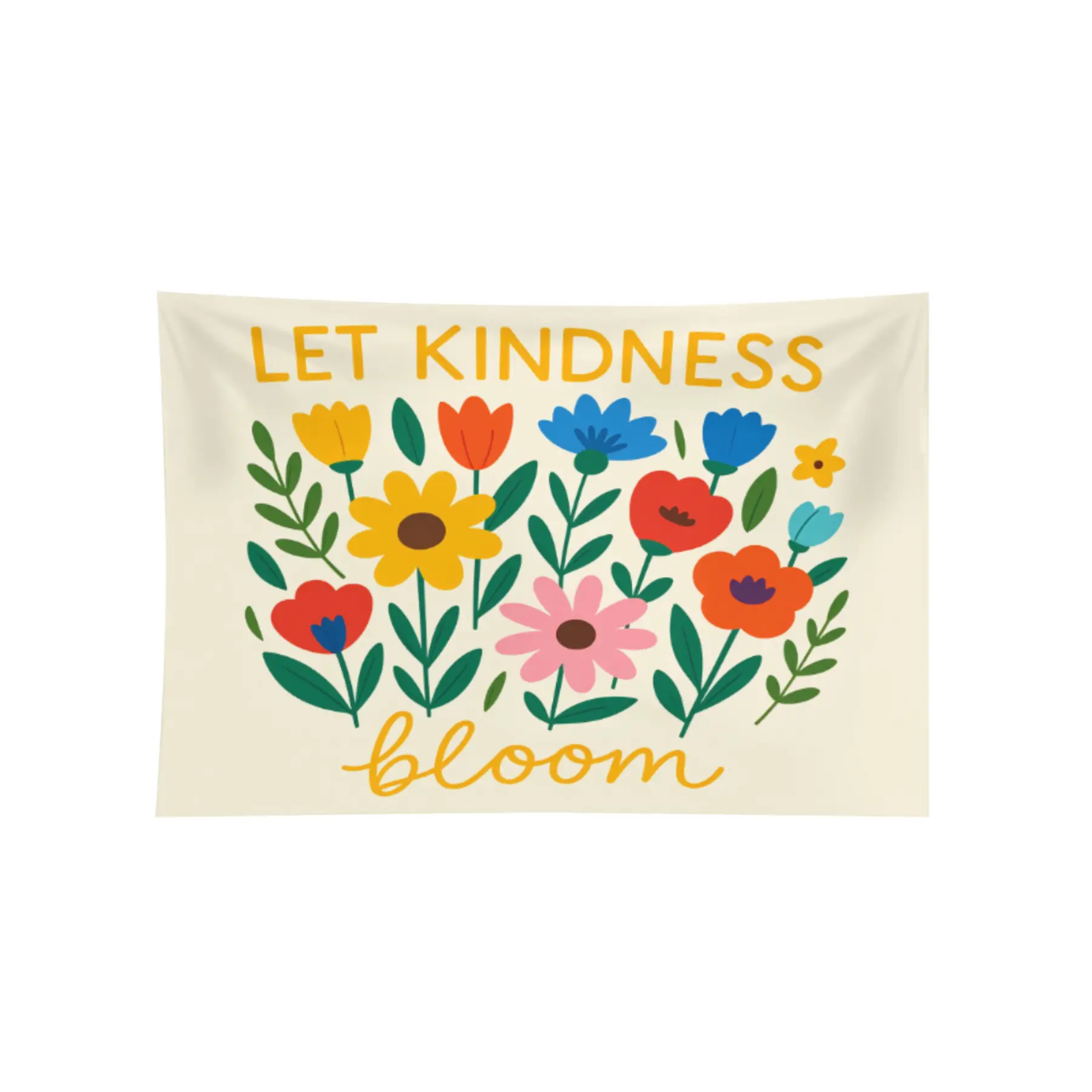 Kindness Bloom Floral Wall Hanging Tapestry - Positive Affirmation Print Decoration for Classroom, Home Hanging Decor, School