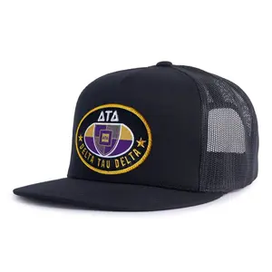 DELTA TAU DELTA 5-Panel Flat Frat Rush Hat Black