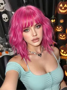 Curly Wig with Bangs, 12 Inch Short Hairpiece for Halloween & Carnival, Heat Resistant Fiber for All Seasons