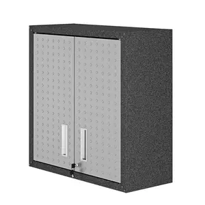 212 MAIN Grey Fortress Modern Wall-Mounted Metal Garage Cabinet with Double Doors, Pivot Hinges, Steel Frame, Adjustable Shelves, Home-Assembled, 30.3x30x12.5 in.