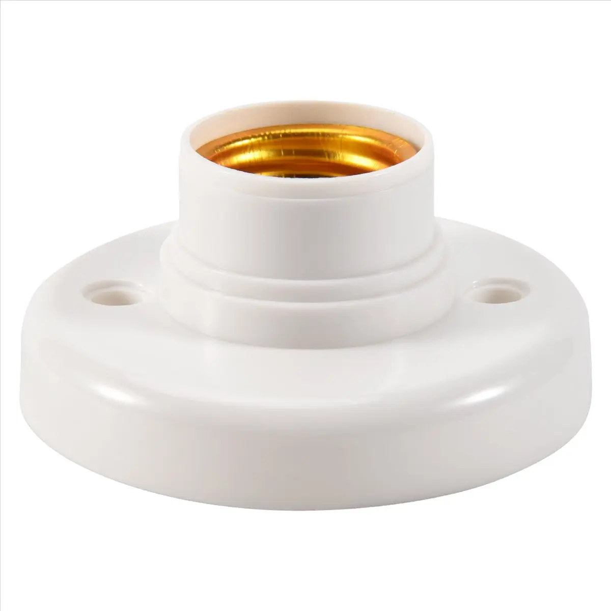 E27 Round Plastic Base Screw Light Bulb Socket Holder, 1 x E27 Light Bulb Socket for Motorcycle Handlebars & Grips Fixtures, Plastic Signs & Displays Accessory (White)