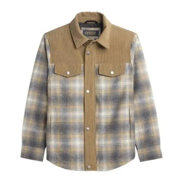Pendleton Men's Timberline Shirt jacket in Grey Camel Plaid