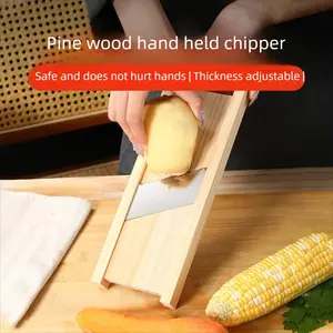 Wooden Slicer Shredder Meat Cutter Manual Multi-Functional Kitchen Tool Adjustable Thickness Potato Chips Home Use Kitchen Vegetable Slicer