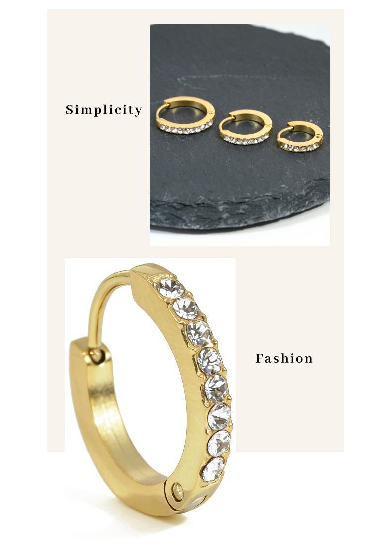 18K Gold Plated Stainless Steel Hypoallergenic Colorfast Environmentally Friendly Hoop Earrings Set with Cubic Zirconia Cartilage Snug Pierced Ears Comfortable Wear Versatile Fashion Jewelry Gift for Holiday Haul Christmas Birthdays Anniversaries