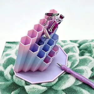 Diamond Painting Drill Pen Holder, Multi-grid Hexagonal Storage Rack for Diamond Art Tools, 3D Printed Handmade Craft Accessory Organizer