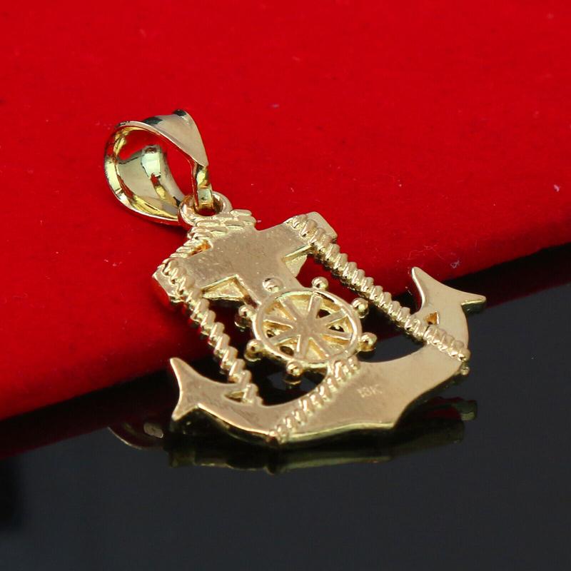 AAA+ Brass Jesus Anchor Pendant & 5mm 20" 24" 14K Stamped Figaro Chain Hip Hop Style Religious High-End Necklace Fashion Jewelry