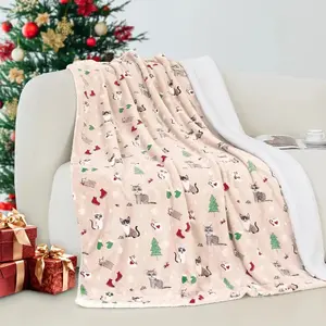 Elegant Reversible UltraPlush Flannel Fleece Throw Soft Cozy Holiday Decorative Throw Perfect for Lounging x Inches Cream Christ Suitable for beds and sofas can also be given as a gift
