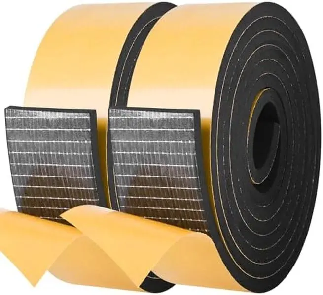 Self-Adhesive High-Density Foam Draft Sealing Tape - 2in x 1/4in x 13Ft Insulation Strips with Super Strong Adhesion for Doors, Windows