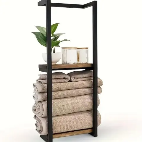 Bath Accessory Kit - Metal & Natural Wood Wall-Mount Bathroom Set, Including Towel Rack, Toilet Paper Holder, 3-Piece & Multi-Piece Options with Easy Installation & Necessary Storage for Home Bathroom Supplies