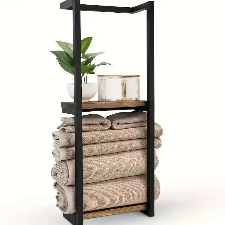 Bath Accessory Kit - Metal & Natural Wood Wall-Mount Bathroom Set, Including Towel Rack, Toilet Paper Holder, 3-Piece & Multi-Piece Options with Easy Installation & Necessary Storage for Home Bathroom Supplies