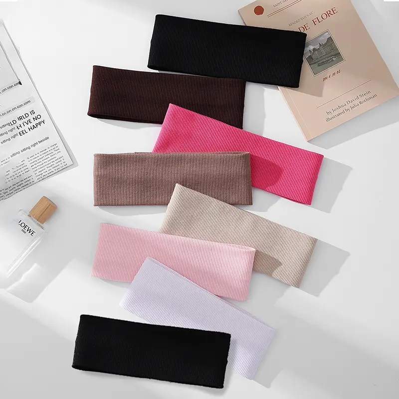 Headbands for Women & Girls,Non-Slip Elastic Sports Hairbands,Soft Sweat-Absorbing Ribbed Hair Bands for Yoga,Outdoors,Gym Workout,Washing Face And Daily Wear,Multi-Color Polyester Spandex Hair Accessories
