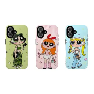 Stylish Powerpuff Girls Collage Phone Case Trendy Cartoon Phpne Cover Compatible for iPhone 17Promax 16 15 14 13 12 11 and for Samsung S21-S25 Perfect Gift for Her/Him Girly Phone Case