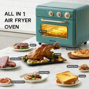 Neretva Air Fryer Toaster Oven Combo, [21 QT& 6-in-1] Super Compact Toaster Oven Air Fryer Combo 1500W Rapid Heat Air Fry Convection Toaster Oven Stainless Steel for Bake/Toast/Broil/Air Fry/Defrost