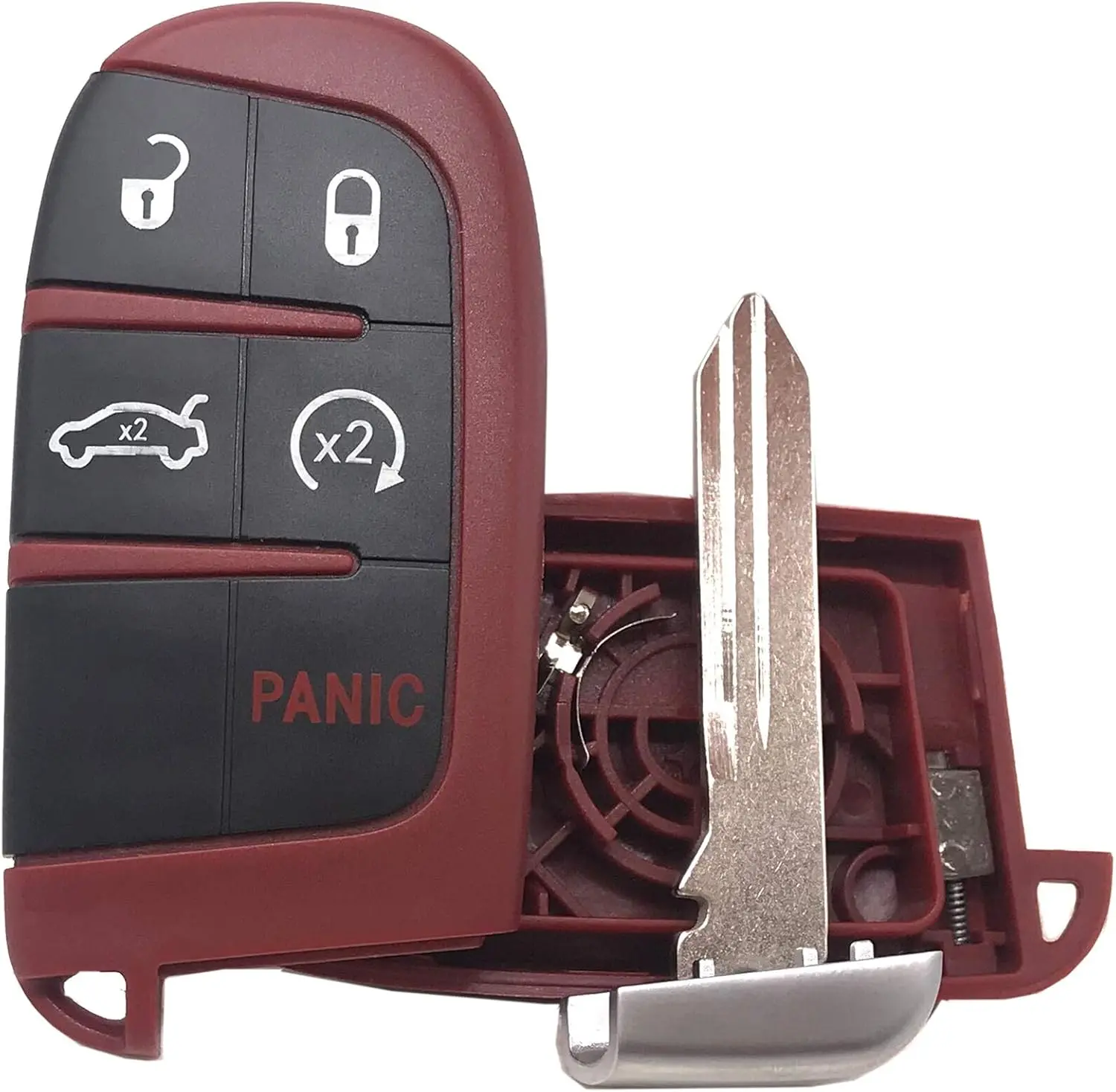5 Buttons Remote Smart Key Fob Shell Case Fit for Jeep Grand Cherokee Dodge Challenger Charger Dart Durango Journey Chrysler 300 Keyless Entry Replacement Car Key Cover (Red)Gift.