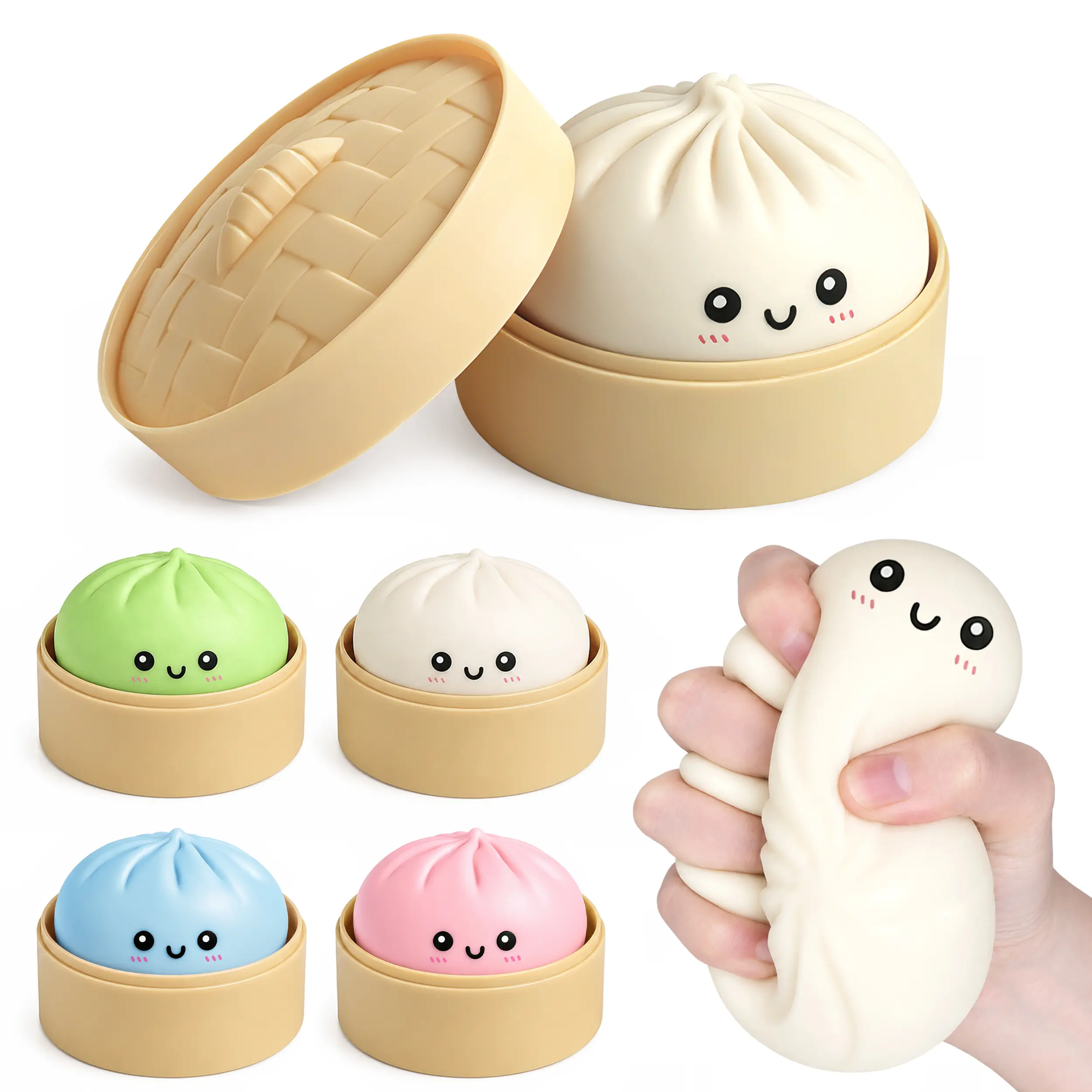 Cute Dumpling Squishy Stress Relief Toy - Soft Squeeze Fidget Sensory Desk Toy for Desk Decor, Anxiety Relief Gifts