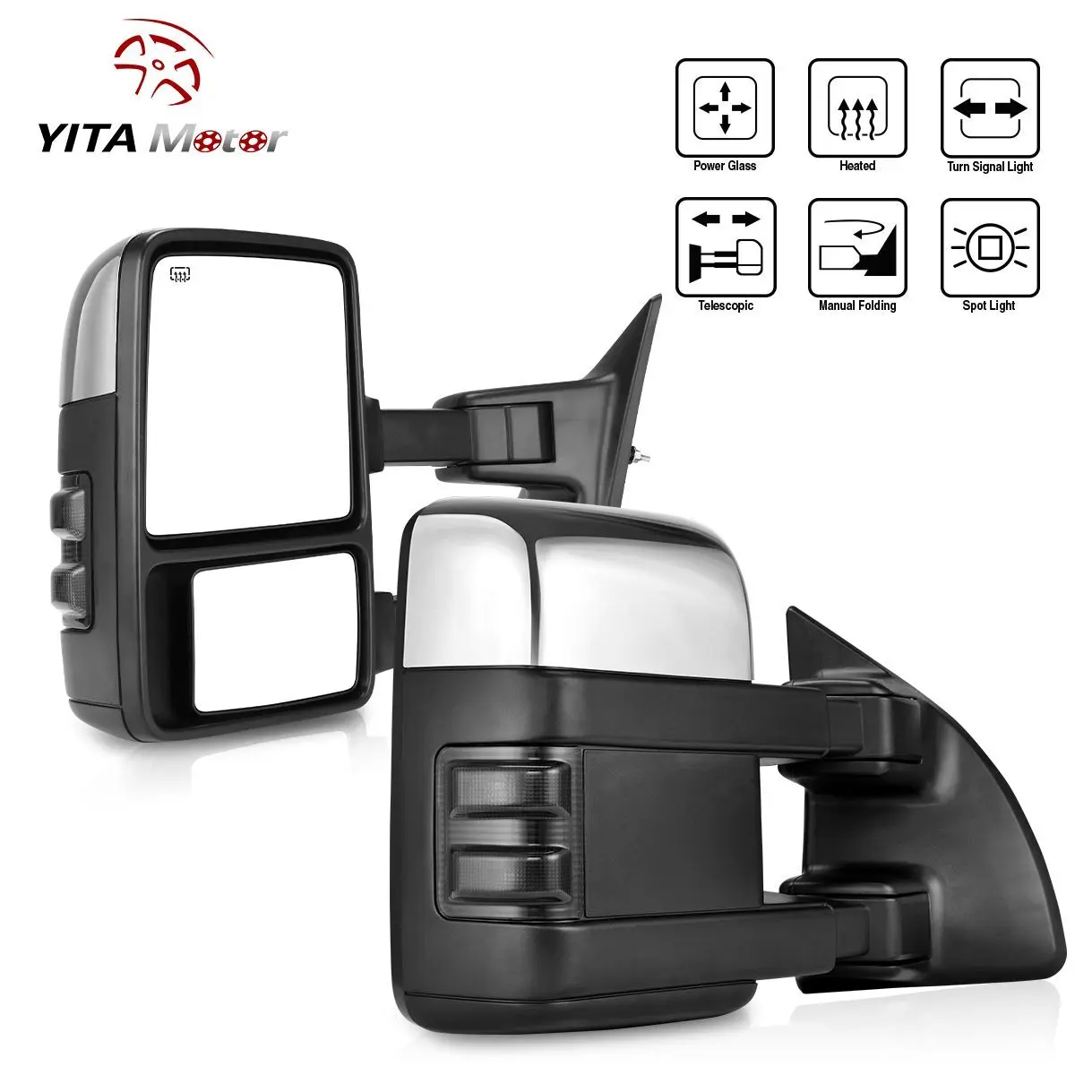 YITAMOTOR Pair Heated Tow Mirrors for 1999-2007 Ford F250 F350 F450 Super Duty Turn Signal YITAMOTOR Pair Heated Tow Mirrors for 1999-2007 Ford F250 F350 F450 Super Duty Turn Signal