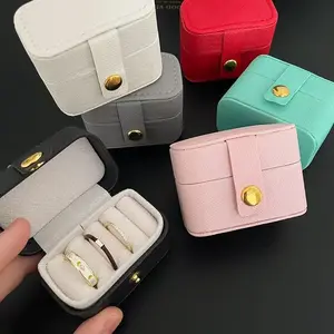 Mini Portable Gift Jewelry Box PU Leather Earrings Ring Jewelry Storage Box