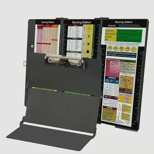 Nursing Clipboard Foldable Aluminum Alloy, Portable Three-Fold Writing Pad Holder, Durable Waterproof Material, Side Ruler, Medical Chart Integrated