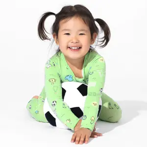 Bellabu Bear Soccer Bamboo Convertible Footie for Babies - Sports Theme One-Piece Romper