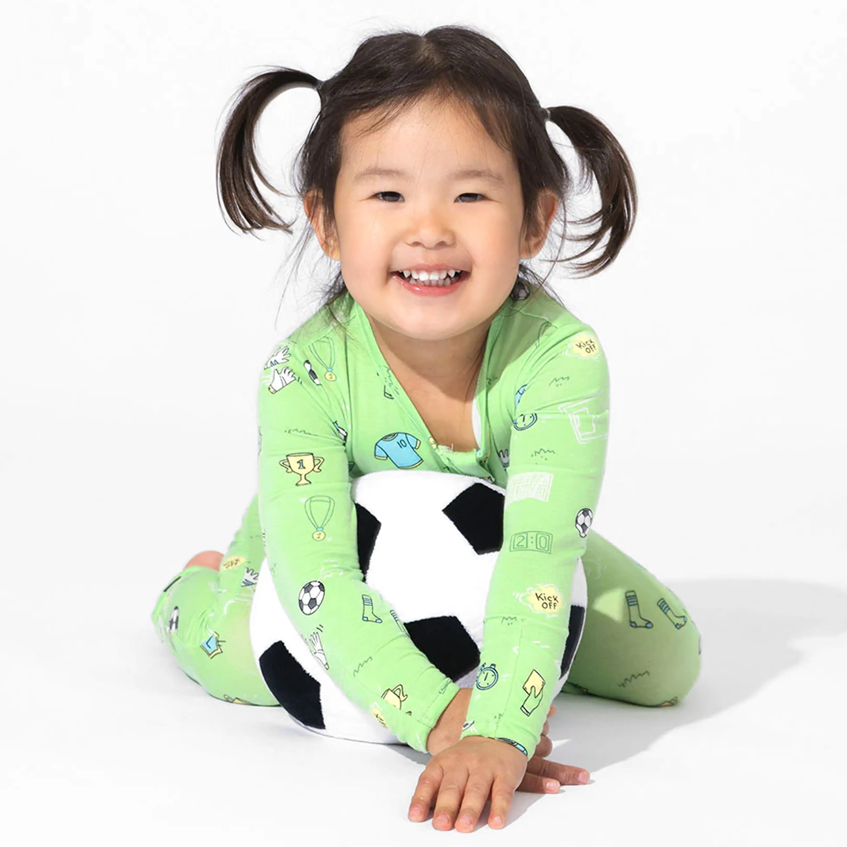 Bellabu Bear Soccer Bamboo Convertible Footie for Babies - Sports Theme One-Piece Romper