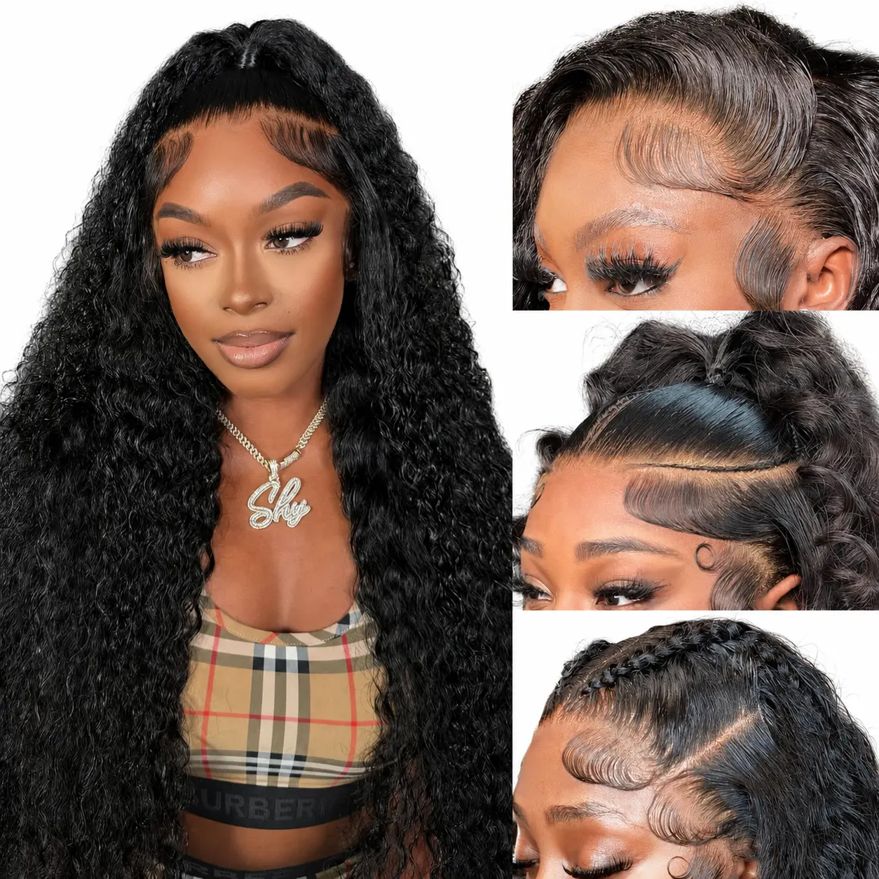 Deep Wave Lace Front Wigs Human Hair 13x4 HD Transparent Lace Frontal Curly Wigs for Women 180% Density Wigs Human Hair Pre Plucked with Baby Hair Natural Color (26 Inch)