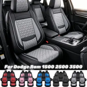 For Dodge Ram 1500 2500 3500 Car Seat Covers with Comfort 3D Foam Back Support, Full Napa Leather Full Surround Design with Storage Bag, Front Rear Cushion Pad Full Set, Waterproof 5 Seat Covers For Car Pickup Truck Interior Decoration Accessories