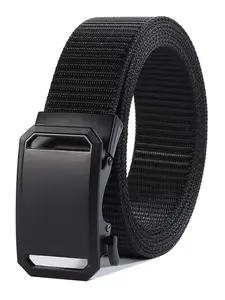 Men's Minimalist Casual Plain Color Nylon Tape Belt, 2024 New Style Fashionable Automatic Buckle Belt, Casual Outdoor Military Training Pants Belt for Men Adjustable Belt, Casual Web Belt, Easy Adjustable Belt