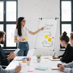 40x28 Inch Mobile Magnetic Whiteboard Easel | Height Adjustable (42"-65.4") Tripod Stand with Wheels for Office & School (Black/White) #OfficeSupplies #Whiteboard