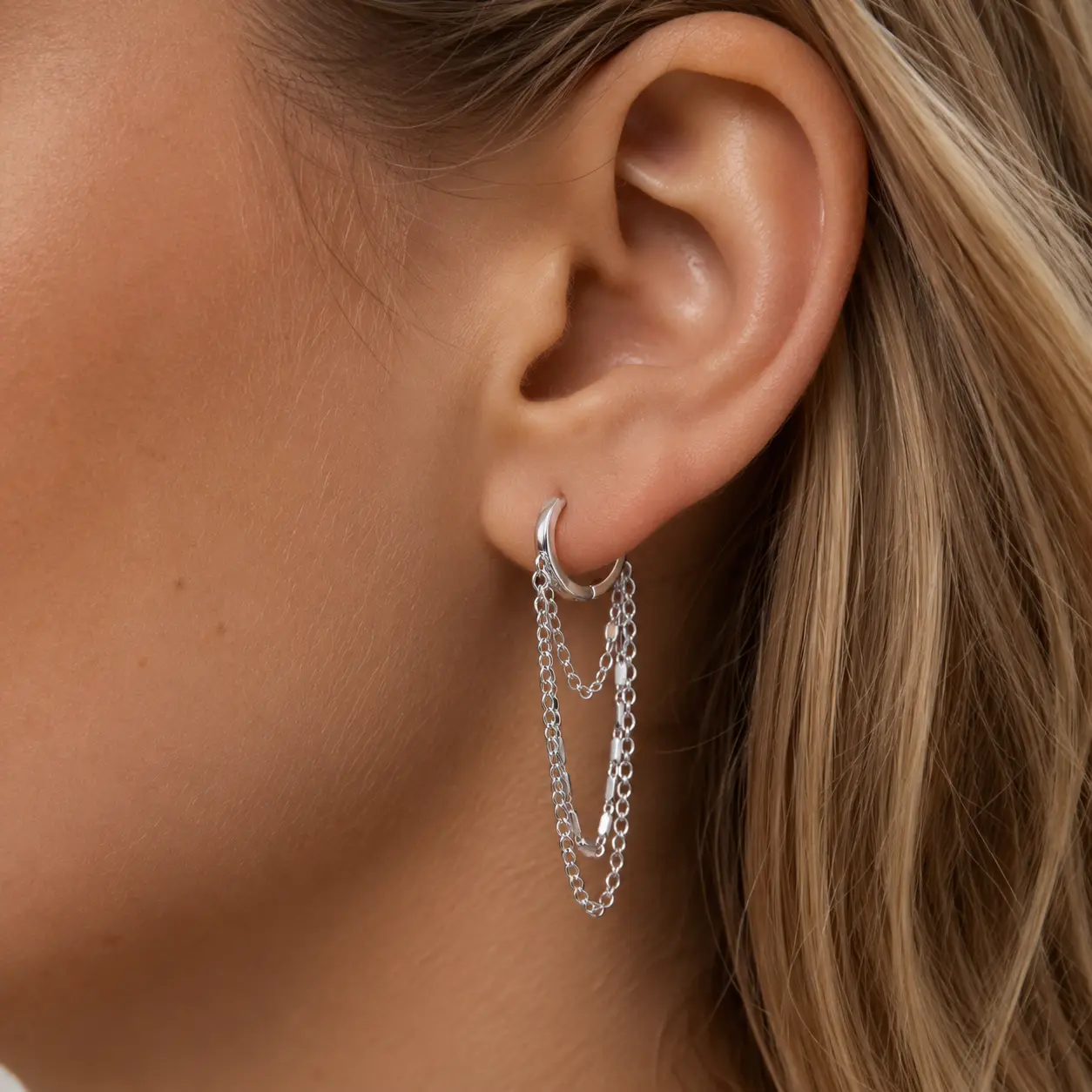 Gold Chain Dangle Earrings for Women, Minimalist Stainless Steel Hoops with a Heart Charm Tassel, Trendy Jewelry with a Distinctive Chain Print for Daily Casual Wear, Birthday Gift Option