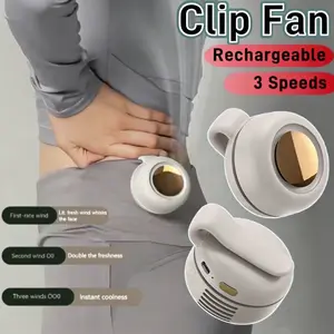 Mini Waist Clip Silent Fan, USB Rechargeable Bladeless Electric Fan with Adjustable 3 Speeds, Portable Personal Cooling Fan for Outdoor Travel, Office & Daily Use
