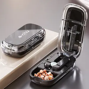 Portable Pill Splitter and Storage Case - Adjustable to Cut Pills into Halves or Quarters - Easy Accurate Tablet Cutter and Organizer for Daily Medication Premium