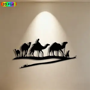 1pc Camel Caravan Metal Wall Art,Camel Caravan Statue Mural, Ideal Gift for New Year, Easter, Desert Theme Enthusiasts, Weather-Resistant Metal Wall Decor Wall Sculptures, Perfect for Outdoor Wall & Garden Fence, Camel Decor Enthusiasts