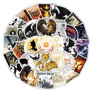 Fourth Wing Theme Sticker (150pcs/set), Cartoon Waterproof Self Adhesive Decor Paper, Decor Sticker for Gift Greeting Card Water Bottle Laptop Phone, Halloween