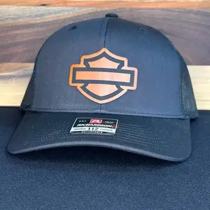 Motorcycle leather patch hat