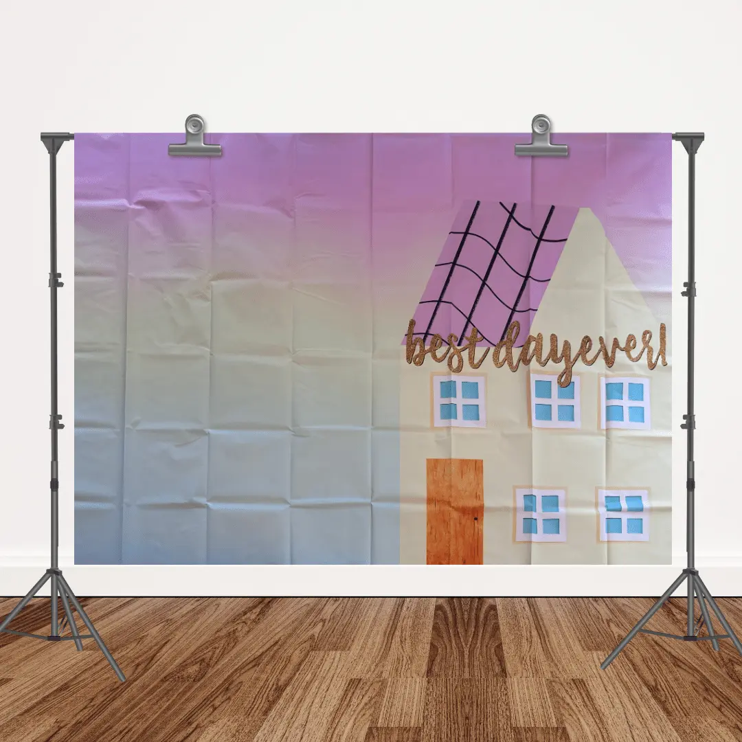 Peppa Pig Cartoon Character Photo Backdrop - 5x7ft Durable Synthetic Vinyl, Rainbow Print, Soft Pastel Gradient, Hangable Birthday Party Decor, Command Strips Included, Low-Iron Care, Easy to Clean Baby Shower Supply