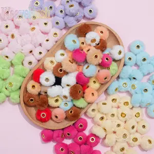 100Pcs Plush Hanging Ball Spacer Beads, 20mm straight hole hairball beads, perfect for DIY mobile phone chains, handmade jewelry making and craft decoration accessories.