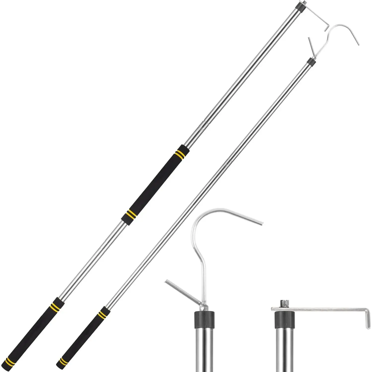 Truck Cargo Grabber, Cargo Grabber Pickup Truck Bed 34-77 inch Sturdy Truck Cargo Retrieval Pole with Two Replacement Hooks Essential Bed Buddy Cargo Truck Retriever Easy Pickup