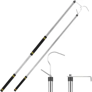 Truck Cargo Grabber, Cargo Grabber Pickup Truck Bed 34-77 inch Sturdy Truck Cargo Retrieval Pole with Two Replacement Hooks Essential Bed Buddy Cargo Truck Retriever Easy Pickup