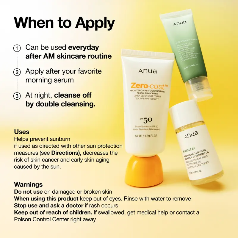 [Anua Official Shop] Zero-cast Moisturizing Finish Sunscreen (50ml) ｜SPF 50, korean sunscreen, sun protection, waterproof, no white cast, lightweight, korean skincare, makeup longevity, KPop Demon Hunters Limited Edition Version 8