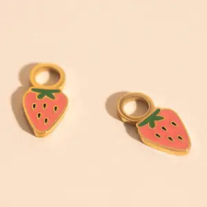 Mini Strawberry Huggie Hoop Charms