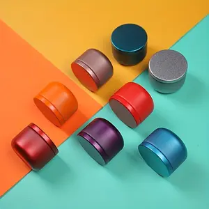 2pcs/5pcs Portable Metal Tin Containers – Mini Refillable Cosmetic Tins, Powder Puff Storage Boxes, Travel-Friendly Aromatherapy & Balm Tin Jars